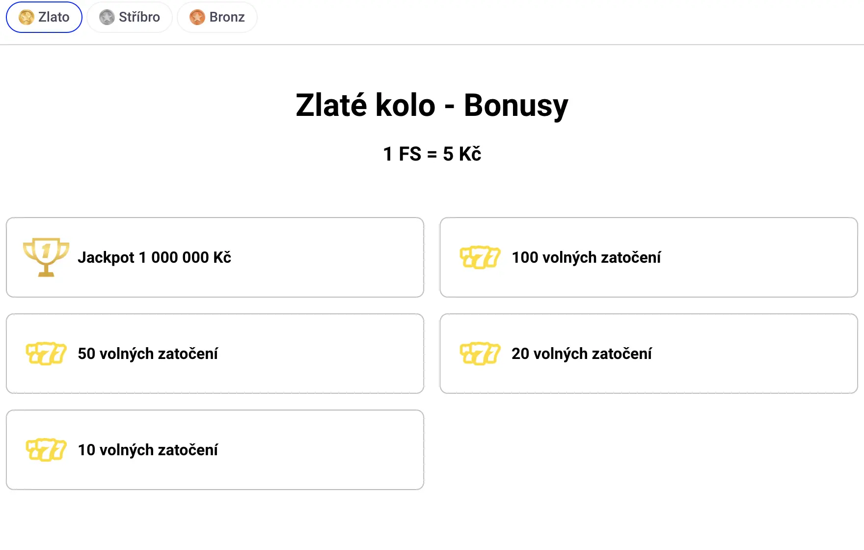 Zlaté kolo – Jackpot až 1 000 000 Kč a free spiny Zlaté kolo bonusy – přehled možných výher a volných zatočení v kasinu